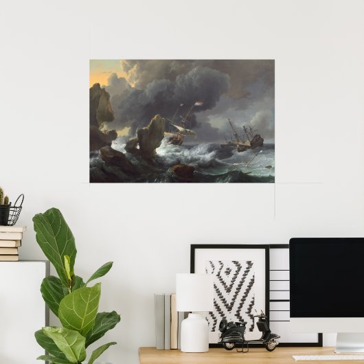 Schiffe in Seenot - L. Backhuysen Fine Art Poster (Heimbüro)