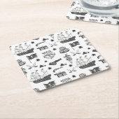 Schiffe, Kanonen, Schwerter, und das Thema Weinpir Rechteckiger Pappuntersetzer (angewinkelt)