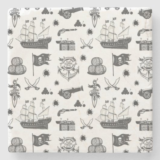 Schiffe, Kanonen, Schwerter, und das Thema Weinpir Steinuntersetzer (Vorderseite)