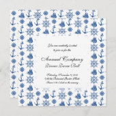 Schiffe mit nautischem Thema Anker Blau und Weiß Einladung (Vorne/Hinten)