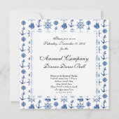 Schiffe mit nautischem Thema Anker Blau und Weiß Einladung (Rückseite)