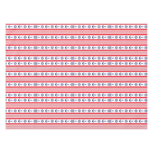 Schiffe mit rotem blauem Ankerrad Tischdecke (Vorderseite (Horizontal))