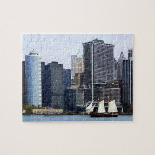 Schiffe - Schoner gegen die Skyline von Manhattan Puzzle