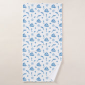Schiffe und Delphine blaues Muster Badehandtuch (Badehandtuch)