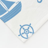 Schiffe und Delphine blaues Muster Fleecedecke (Ecke)