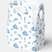 Schiffe und Delphine blaues Muster Geschenkschachtel (Offen)