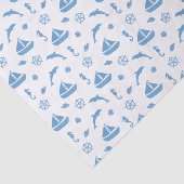 Schiffe und Delphine blaues Muster Seidenpapier (Ausschnitt)