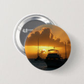 Schiffe und Sonnenuntergang tropische Seascape Button (Vorne & Hinten)