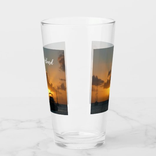 Schiffe und Sonnenuntergang tropische Seascape Glas (Links)