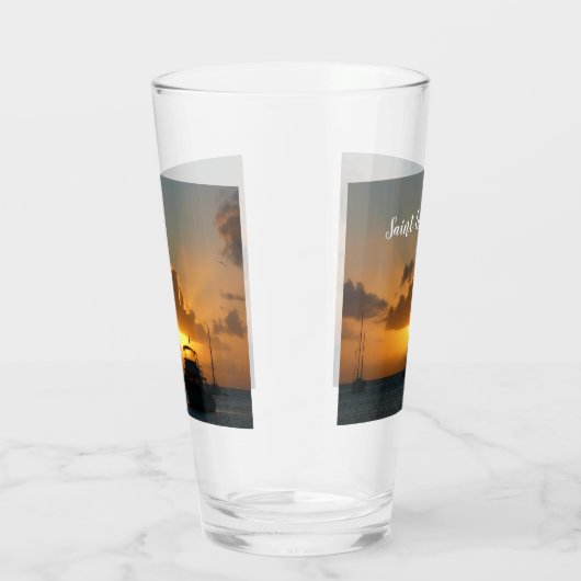 Schiffe und Sonnenuntergang tropische Seascape Glas (Rechts)