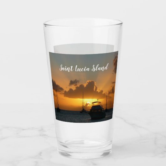 Schiffe und Sonnenuntergang tropische Seascape Glas (Vorderseite)