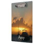 Schiffe und Sonnenuntergang tropische Seascape Klemmbrett (Links)