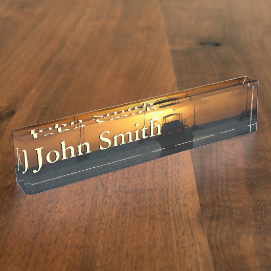 Schiffe und Sonnenuntergang tropische Seascape Namensplakette (Seite)