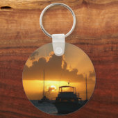 Schiffe und Sonnenuntergang tropische Seascape Schlüsselanhänger (Rückseite)