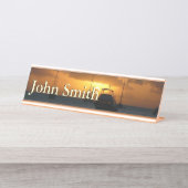 Schiffe und Sonnenuntergang tropische Seascape Schreibtischnamensplakette (Vorderseite )