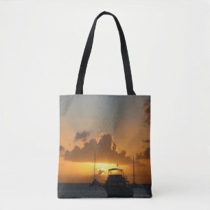 Schiffe und Sonnenuntergang tropische Seascape Tasche