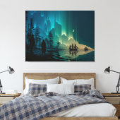 Schiffe unter dem Halbmond und Nordlichter Leinwanddruck (Insitu (Schlafzimmer))