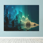 Schiffe unter dem Halbmond und Nordlichter Leinwanddruck (Insitu (Holzboden))