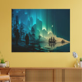 Schiffe unter dem Halbmond und Nordlichter Leinwanddruck (Insitu (Wohnzimmer))
