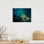 Schiffe unter dem Halbmond und Nordlichter Poster (Küche)