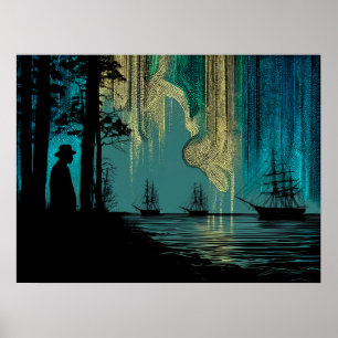 Schiffe unter den Nordlichtern Poster