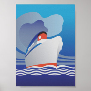 Schifffahrt Art Deco Vintage Poster