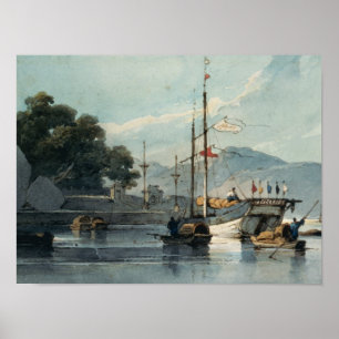Schifffahrt auf einem chinesischen Fluss Poster