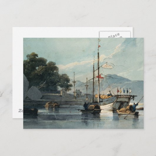 Schifffahrt auf einem chinesischen Fluss Postkarte (Vorne/Hinten)