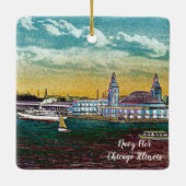 Schifffahrt Vom Chicago See 1920er Jahre Wasserfar Keramikornament (Rückseite)