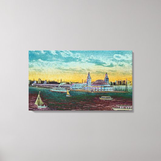 Schifffahrt Vom Chicago See 1920er Jahre Wasserfar Leinwanddruck (Vorderseite)