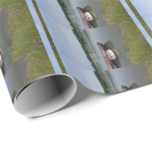 Schifffahrtsschiff, Kajakkanal Geschenkpapier (Rolleneckpunkt)