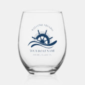 Schiffname Schiff Schiff Navy Blue Weinglas Ohne Stiel (Vorderseite)