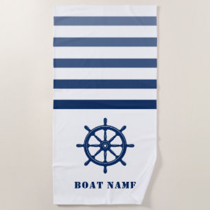 Schiffrad hilft Ihrem Schiff den Namen Blue White Strandtuch