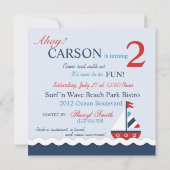 Schiffs-ahoi Geburtstag laden Quadrat 2 ein Einladung (Rückseite)