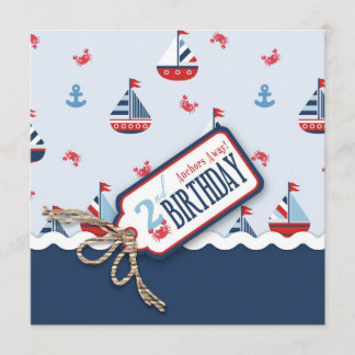 Schiffs-ahoi Geburtstag laden Quadrat 2 ein Einladung