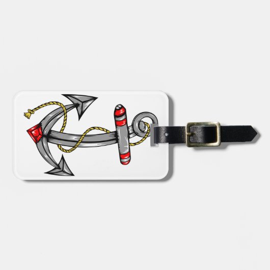 Schiffs-Anker-Tätowierung Gepäckanhänger (Vorderseite horizontal)