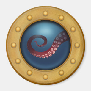 Schiffs-Bullauge-Oktopus-Naturgeschichte-Steampunk Magnet