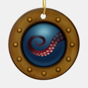 Schiffs-Bullauge Tiefsee-Kreatur Steampunk Vintage Keramik Ornament