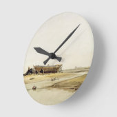 Schiffs-Gebäude (w/c auf Papier) Runde Wanduhr (Winkel)