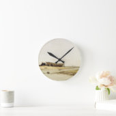 Schiffs-Gebäude (w/c auf Papier) Runde Wanduhr (Zuhause)