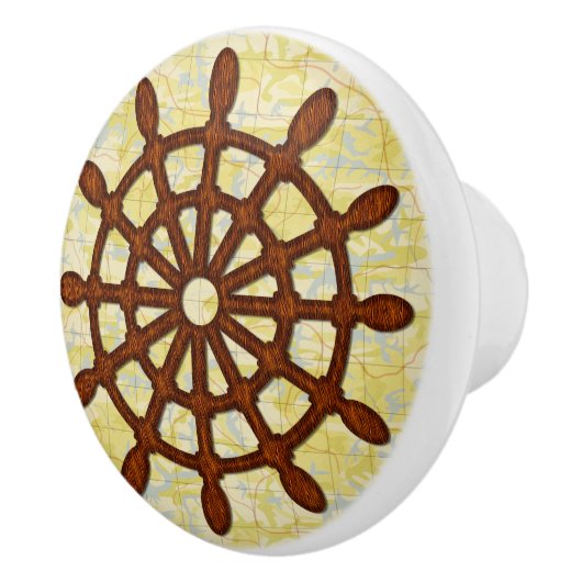 Schiffs-Helm drehen herein hölzerne alte Keramikknauf (Rechts)