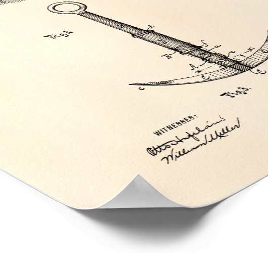 Schiffsanker 1902 Patent Art Old Peper Poster (Ecke)