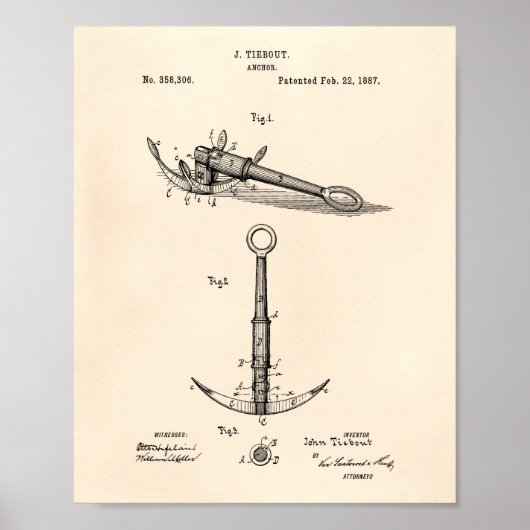 Schiffsanker 1902 Patent Art Old Peper Poster (Vorne)