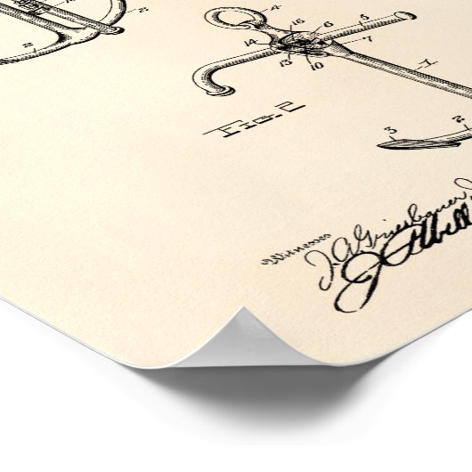 Schiffsanker 1902 Patent Art Old Peper Poster (Ecke)