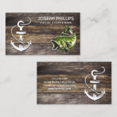 Schiffsanker | Bass Fish | Holz Visitenkarte (Vorne/Hinten)