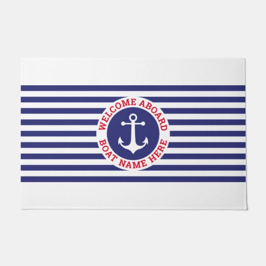 Schiffsanker-Design mit Streifen Fußmatte (Vorderseite)