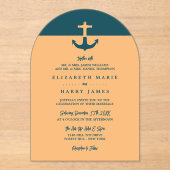 Schiffsanker - Korallenblau - Strandhochzeit Acryleinladungen (Vorderseite)
