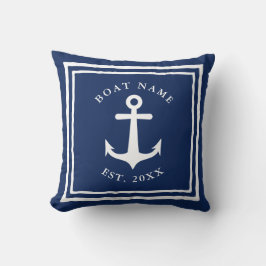 Schiffsanker Name des Schiffes Navy Blue Nautical Kissen