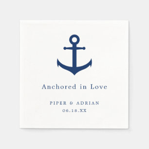 Schiffsanker Navy Blau und Weiß Hochzeit Serviette