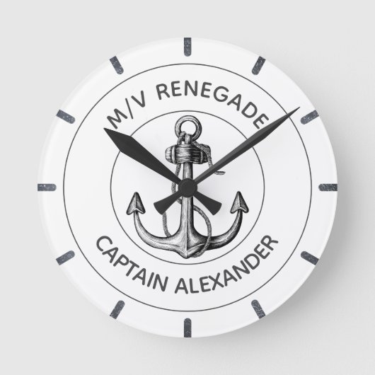 Schiffsanker Powerboot Custom Runde Wanduhr (Vorderseite)